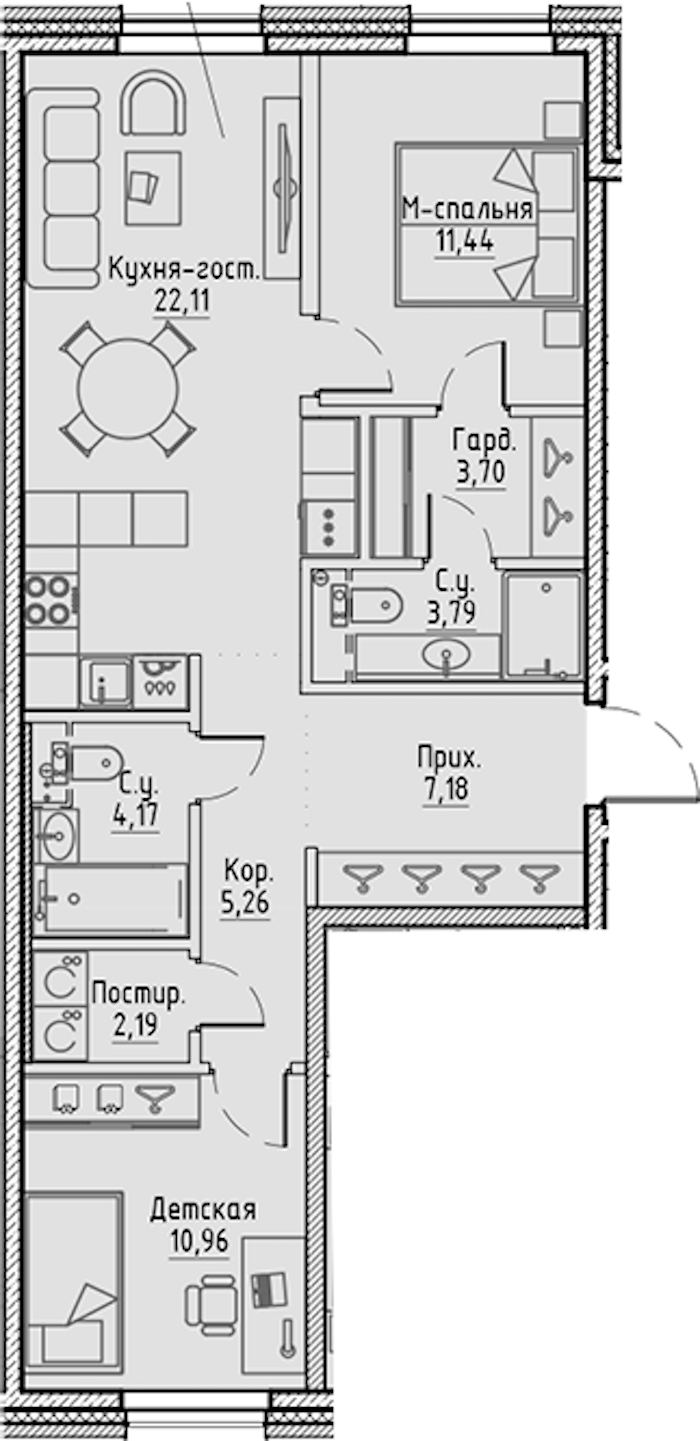 2-комнатная квартира 70.8 м², 2/10 эт., ЖК «LEGENDA Сампсониевский 32»